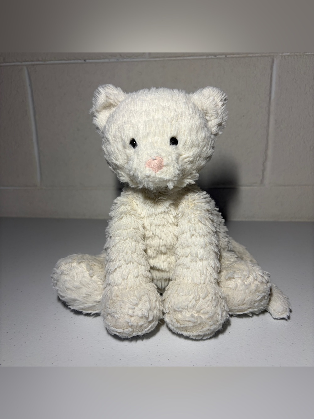 Jellycat Fuddlewuddle Kitty Kitten White Cream Plush Cat Pink Nose  8" Retired